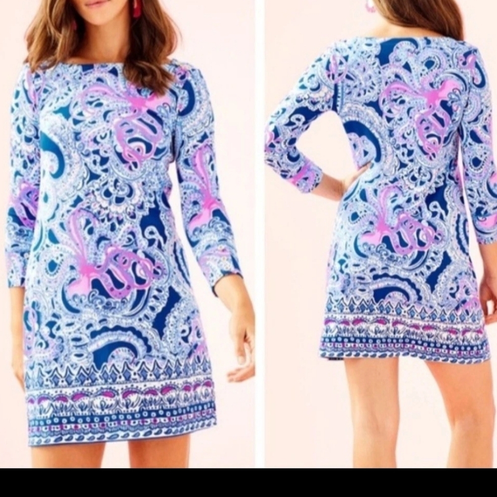Lilly Pulitzer Sophie Dresw Blue Grotto Legga Sea Size XS Style 000655 - Picture 1 of 13